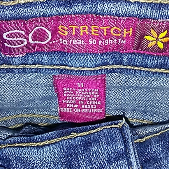 SO Stretch Jean Mini Skirt Medium Wash Frayed 11 - Picture 4 of 8